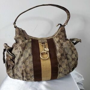 Gucci Monogram Crystal Web Horsebit Hobo Bag